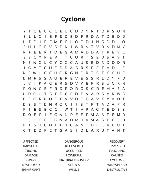 Cyclone Crossword Puzzle