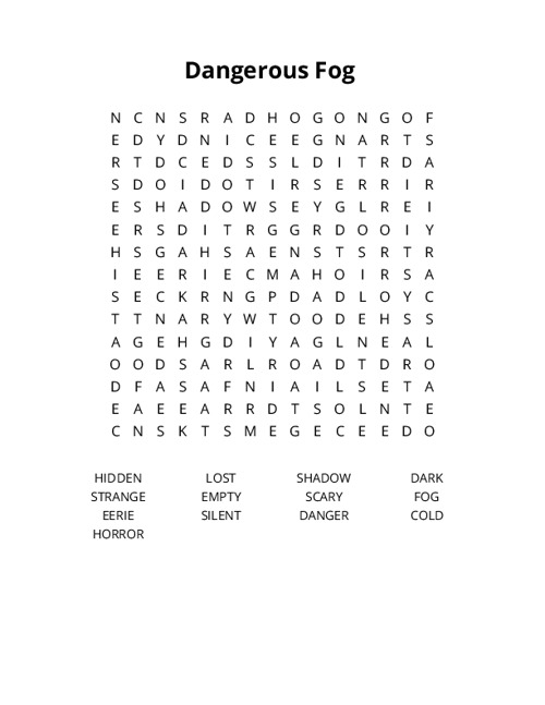 Dangerous Fog Crossword Puzzle
