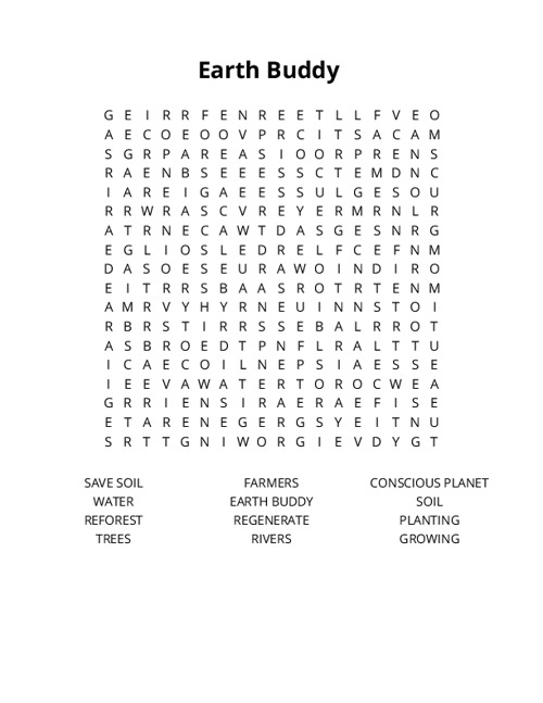 Earth Buddy Crossword Puzzle