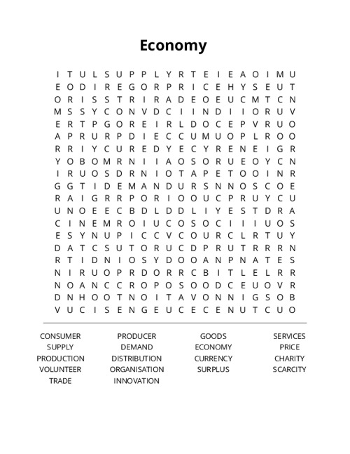 Economy Word Search Puzzle