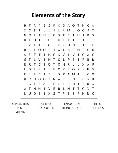 Elements of the Story Crossword Puzzle