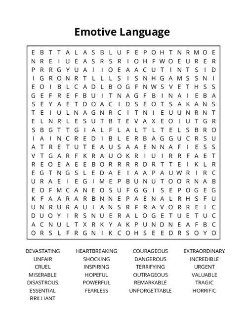 Emotive Language Crossword Puzzle
