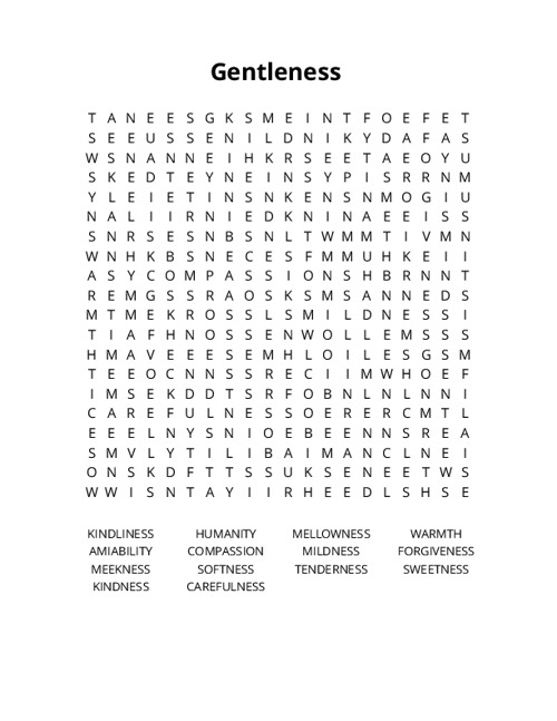 Gentleness Crossword Puzzle