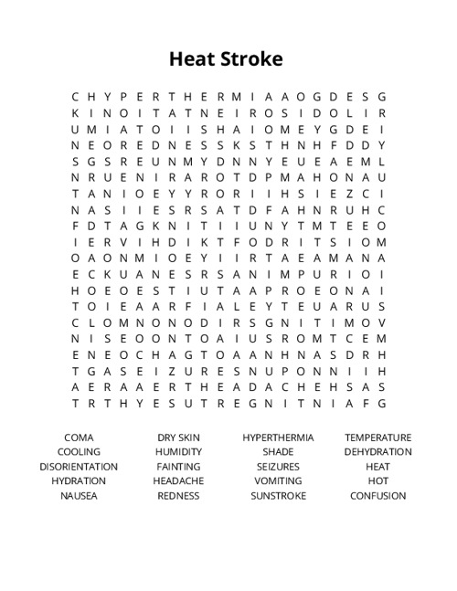 Heat Stroke Crossword Puzzle