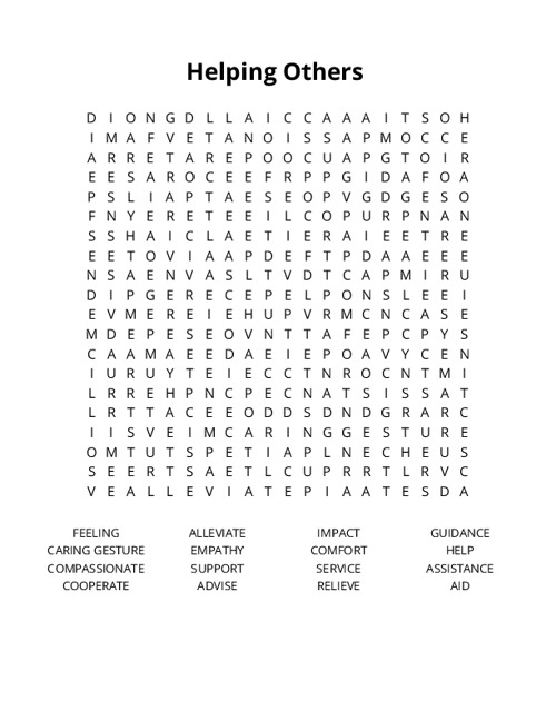 Helping Others Crossword Puzzle
