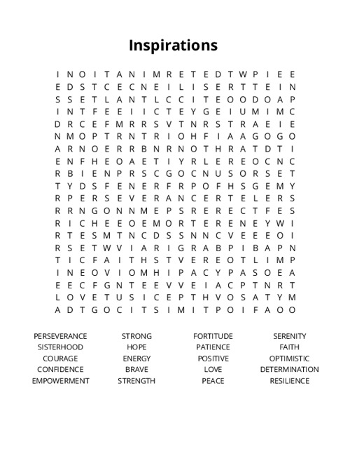 Inspirations Crossword Puzzle