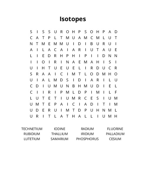 Isotopes Crossword Puzzle