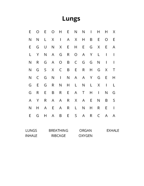 Lungs Crossword Puzzle