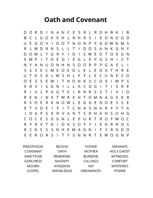 Oath and Covenant Crossword Puzzle