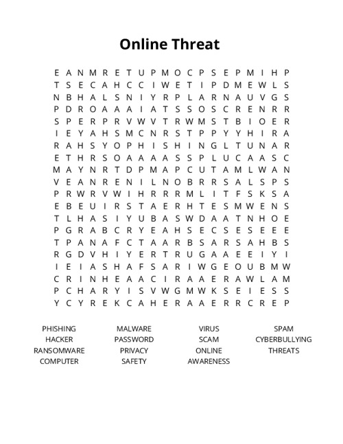 Online Threat Crossword Puzzle