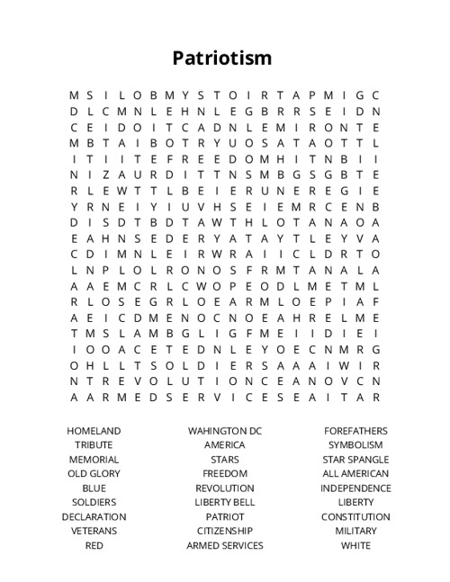Patriotism Crossword Puzzle