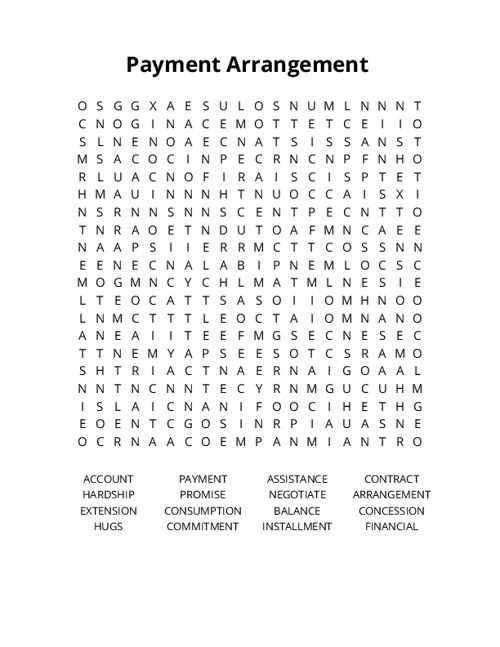 Payment Arrangement Crossword Puzzle
