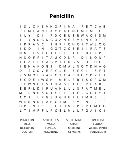 Penicillin Crossword Puzzle