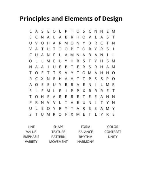 Principles and Elements of Design Crossword Puzzle