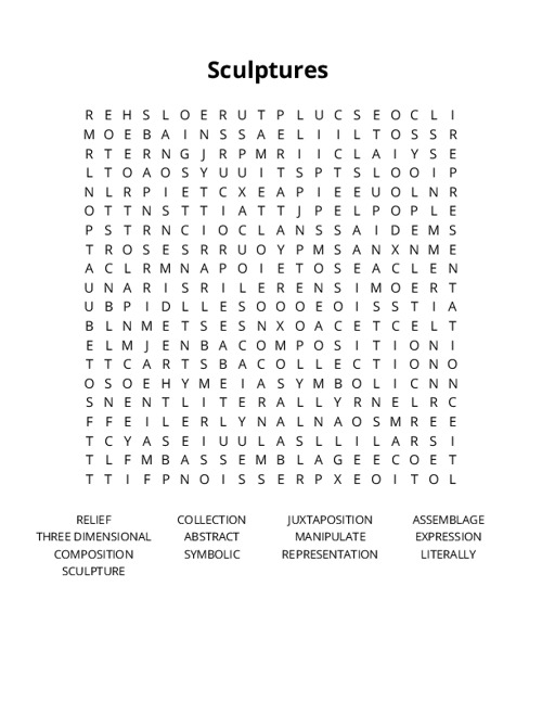 Sculptures Word Search Puzzle