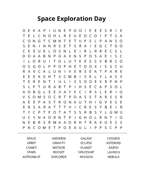 Space Exploration Day Crossword Puzzle