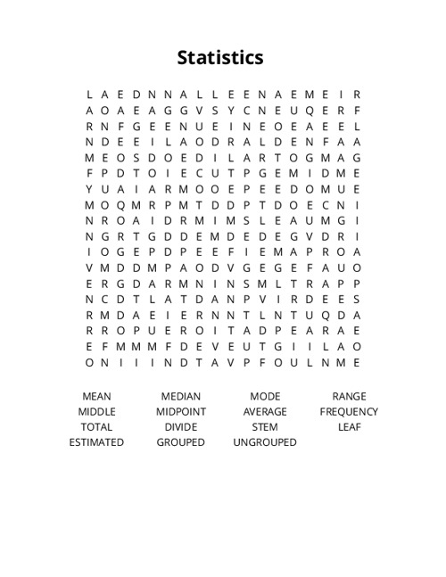Statistics Crossword Puzzle