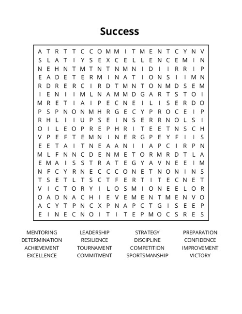 Success Crossword Puzzle