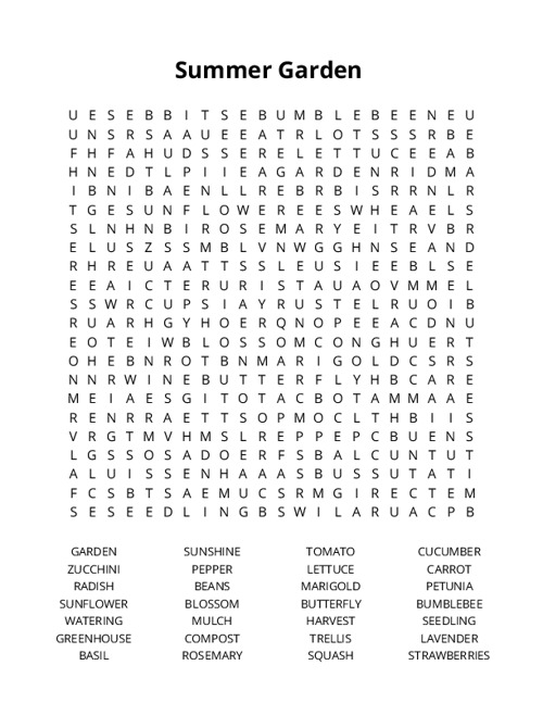 Summer Garden Crossword Puzzle