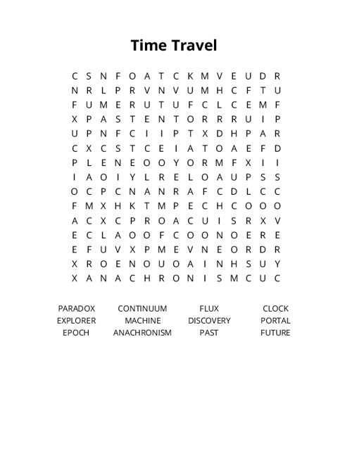 Time Travel Crossword Puzzle