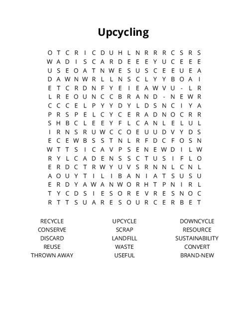 Upcycling Crossword Puzzle