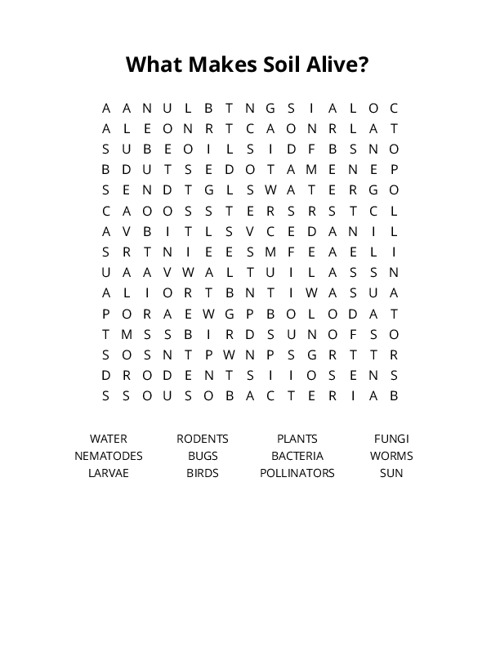 What Makes Soil Alive? Crossword Puzzle