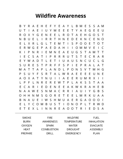 Wildfire Awareness Crossword Puzzle