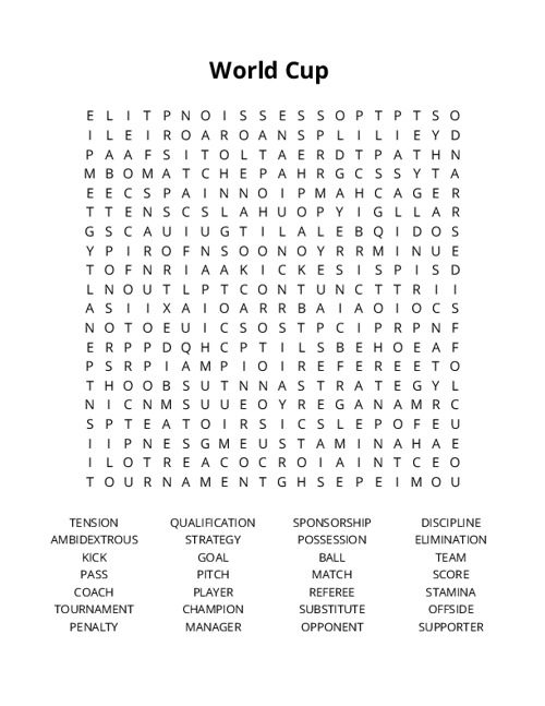 World Cup Crossword Puzzle