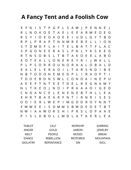 A Fancy Tent and a Foolish Cow Crossword Puzzle
