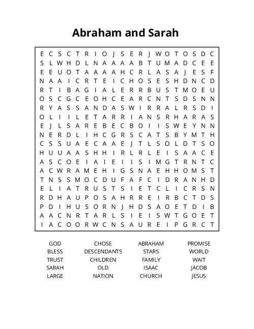 Abraham and Sarah Crossword Puzzle