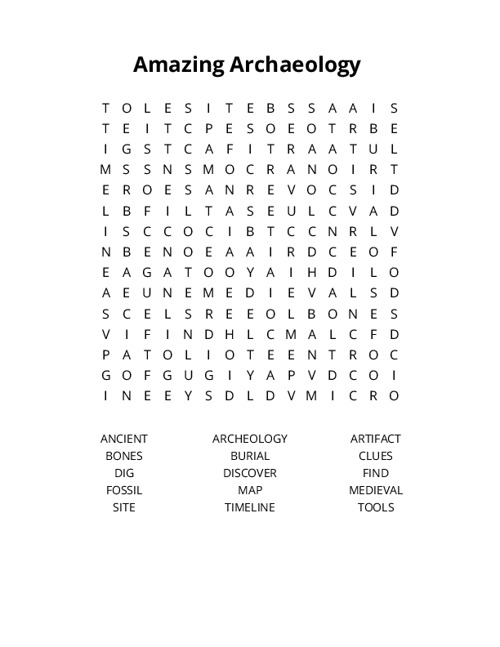 Amazing Archaeology Crossword Puzzle