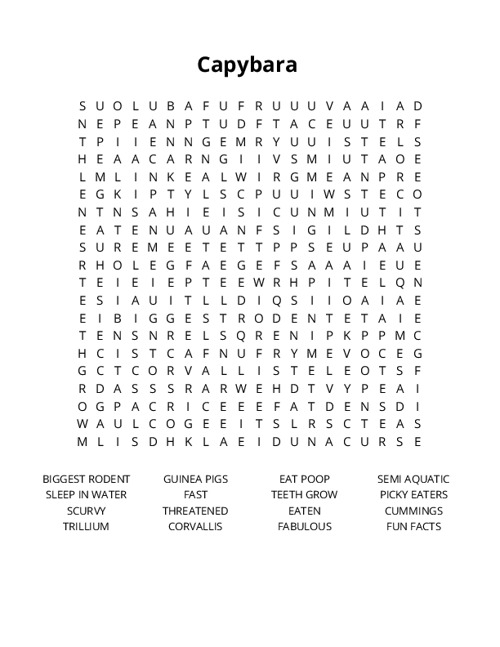 Capybara Crossword Puzzle