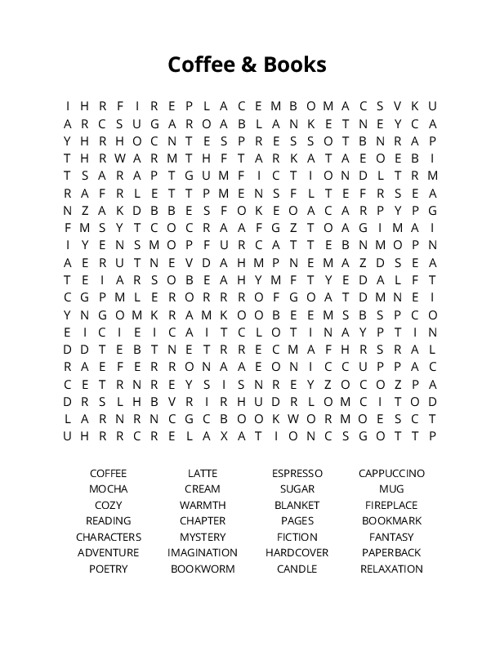 Coffee & Books Crossword Puzzle