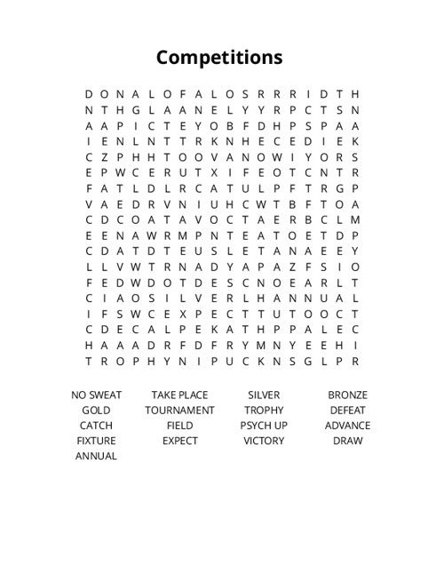 Competitions Crossword Puzzle