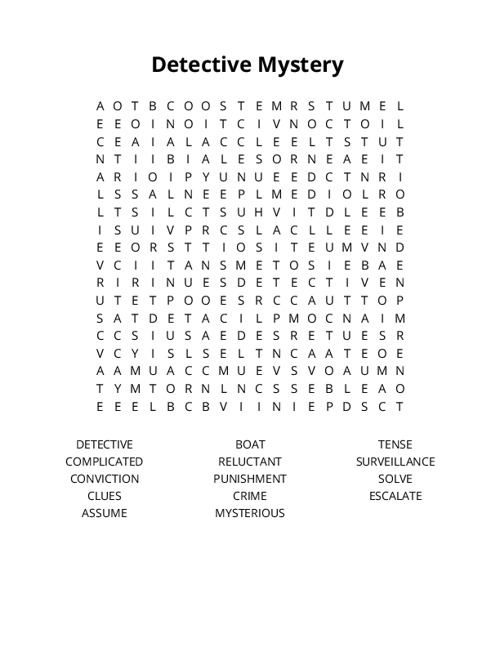 Detective Mystery Crossword Puzzle