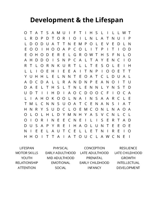 Development & the Lifespan Crossword Puzzle