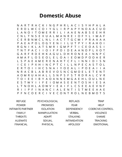 Domestic Abuse Crossword Puzzle