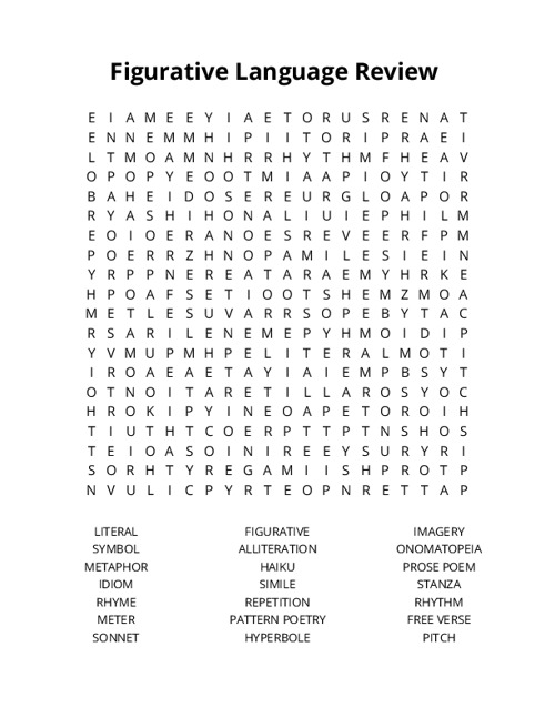 Figurative Language Review Crossword Puzzle