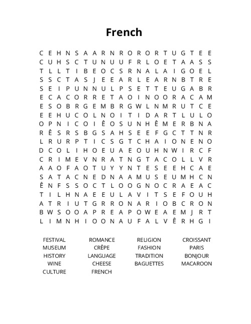 French Crossword Puzzle