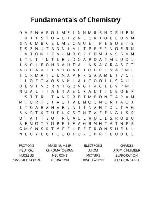 Fundamentals of Chemistry Word Search Puzzle