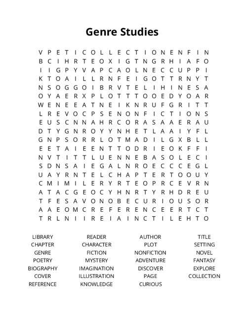 Genre Studies Crossword Puzzle