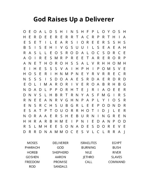 God Raises Up a Deliverer Crossword Puzzle