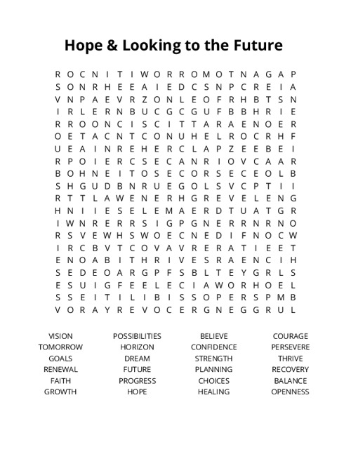 Hope & Looking to the Future Crossword Puzzle
