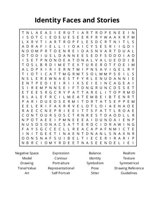 Identity Faces and Stories Crossword Puzzle