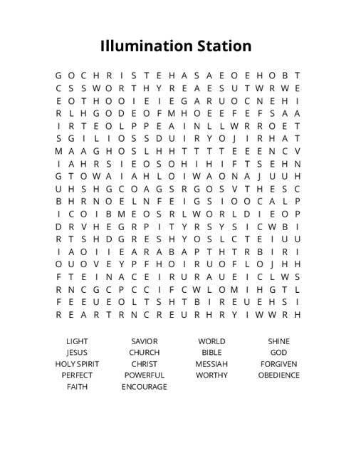 Illumination Station Crossword Puzzle