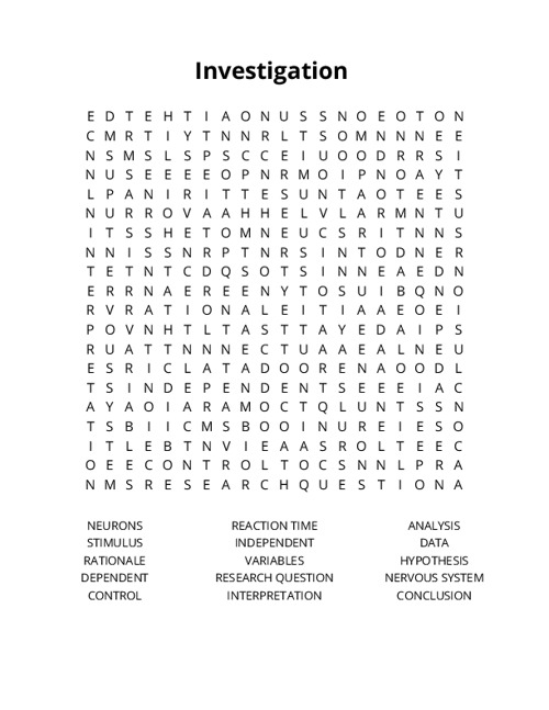 Investigation Crossword Puzzle