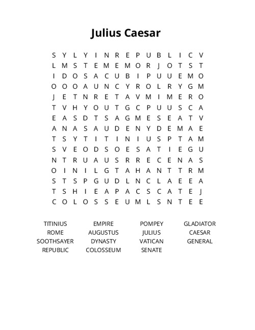 Julius Caesar Crossword Puzzle