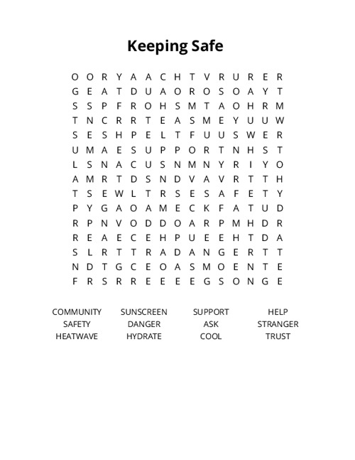 Keeping Safe Crossword Puzzle