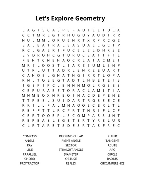 Lets Explore Geometry Crossword Puzzle