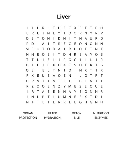 Liver Crossword Puzzle